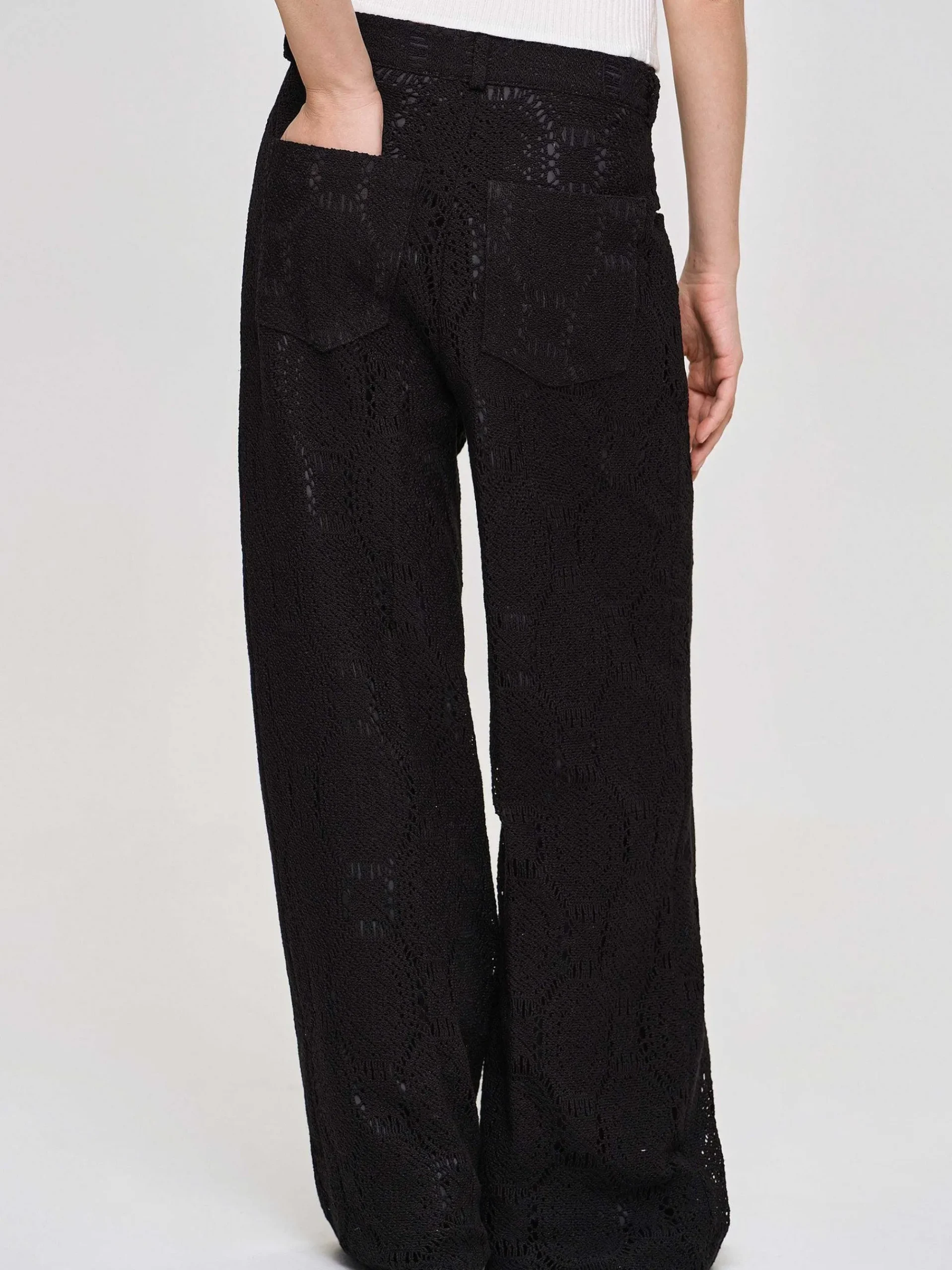 Source Unknown Bas-Pantalon Large Au Crochet Sevilla, Noir
