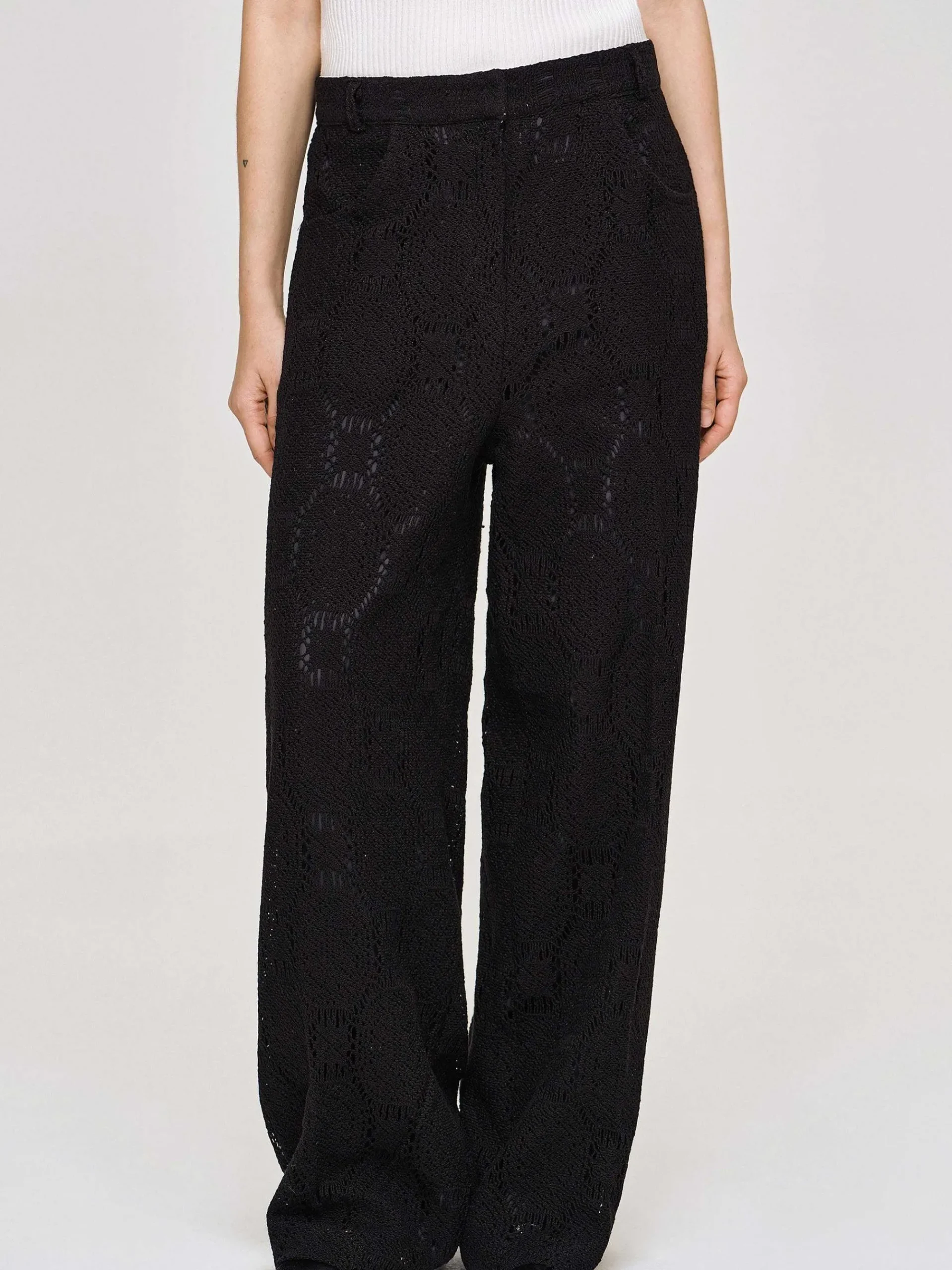 Source Unknown Bas-Pantalon Large Au Crochet Sevilla, Noir