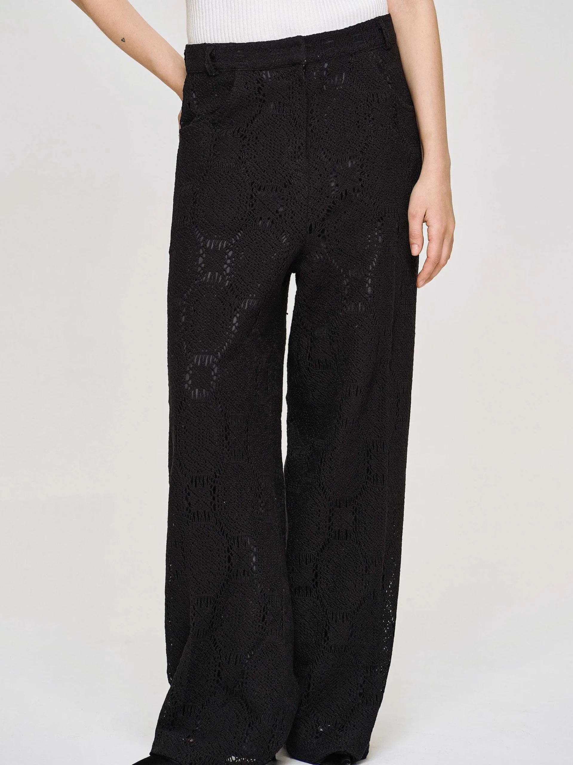 Source Unknown Bas-Pantalon Large Au Crochet Sevilla, Noir