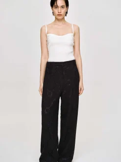 Source Unknown Vêtements-Pantalon Large Au Crochet Sevilla, Noir