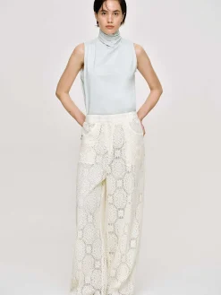 Source Unknown Vêtements-Pantalon Large Au Crochet Sevilla, Ecru
