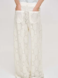 Source Unknown Vêtements-Pantalon Large Au Crochet Sevilla, Ecru