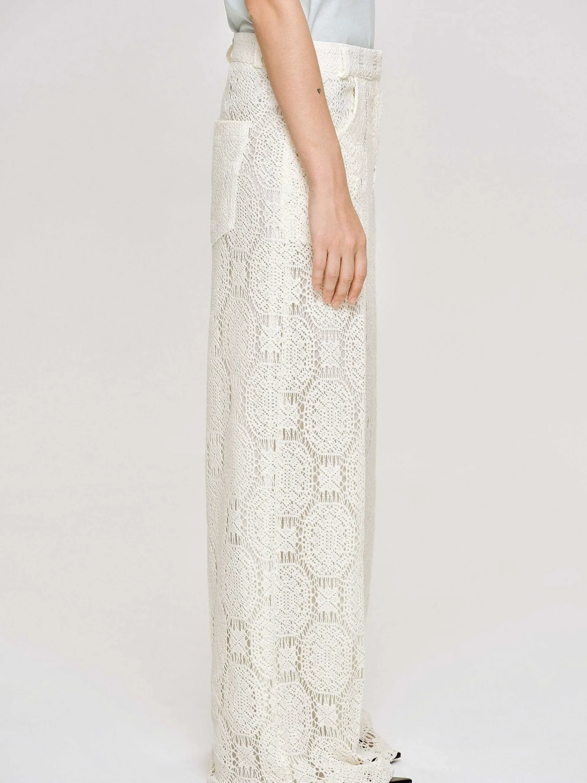 Source Unknown Bas-Pantalon Large Au Crochet Sevilla, Ecru