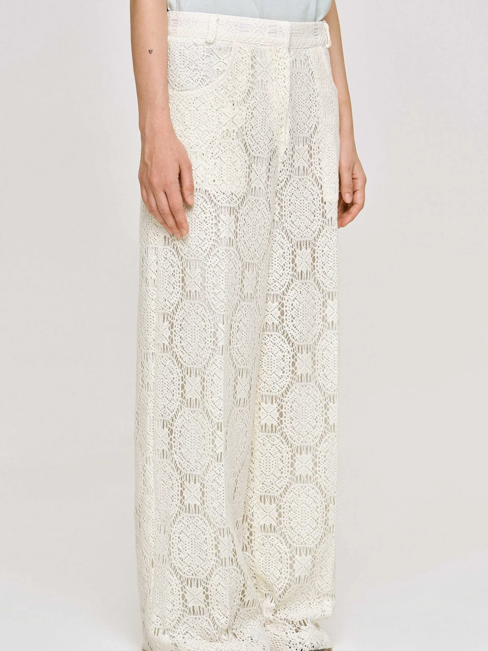 Source Unknown Bas-Pantalon Large Au Crochet Sevilla, Ecru