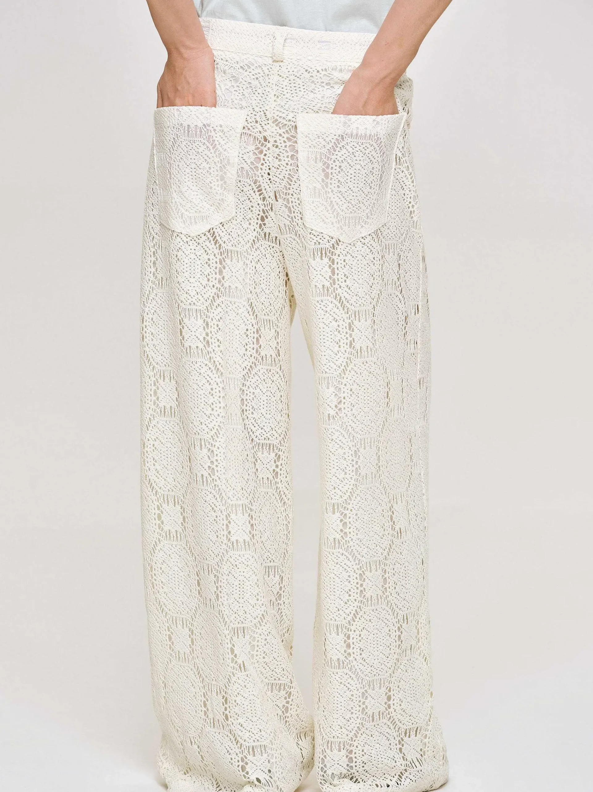 Source Unknown Bas-Pantalon Large Au Crochet Sevilla, Ecru