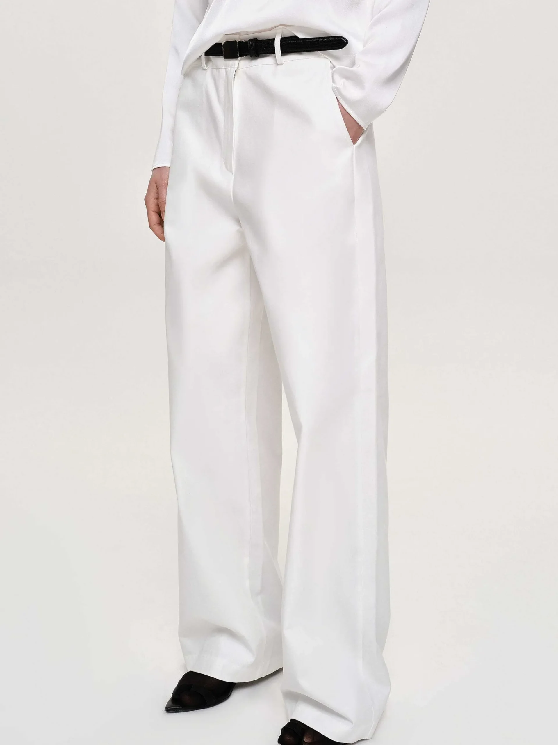 Source Unknown Vêtements-Pantalon Large En Popeline, Blanc
