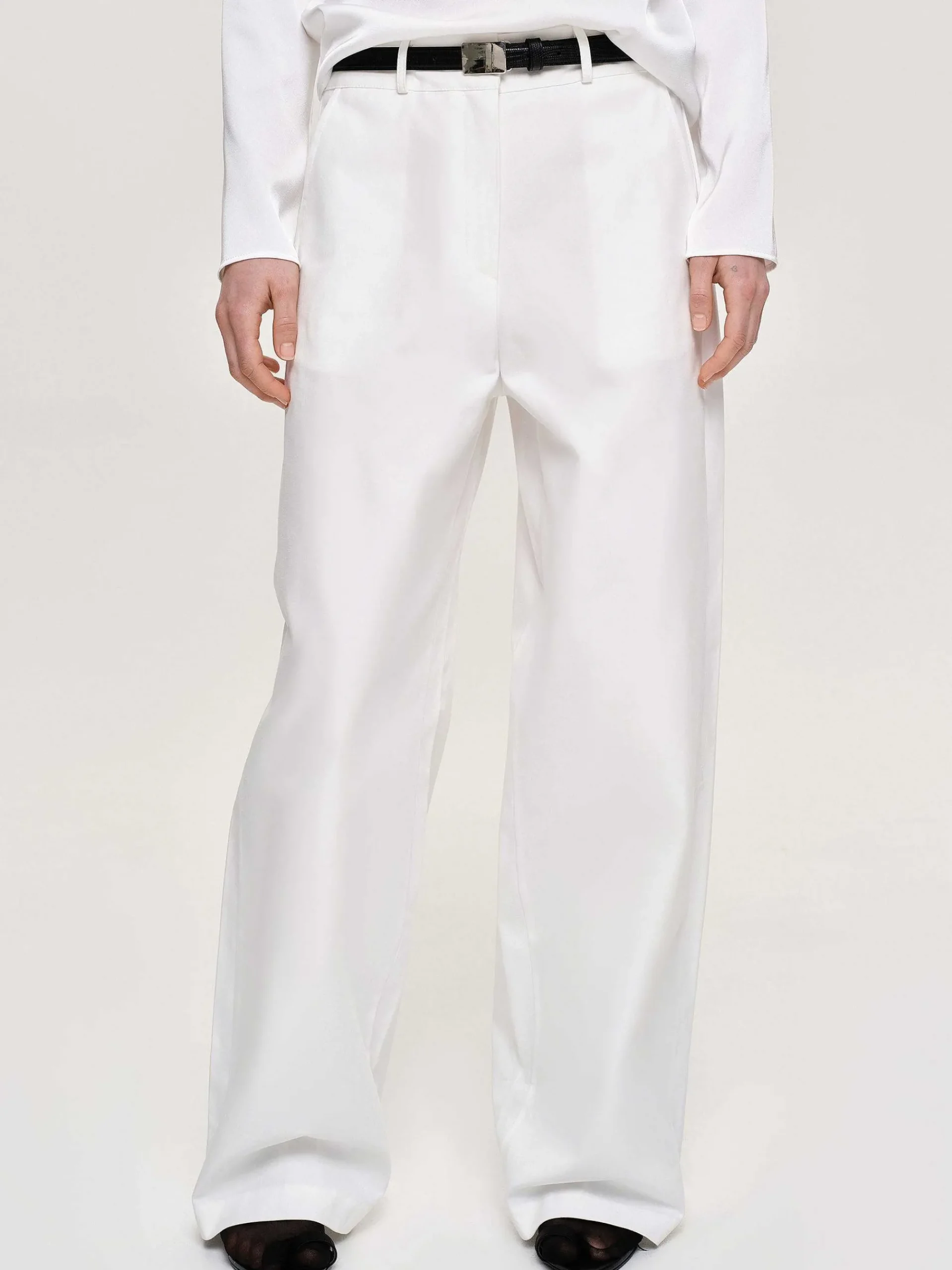 Source Unknown Bas-Pantalon Large En Popeline, Blanc