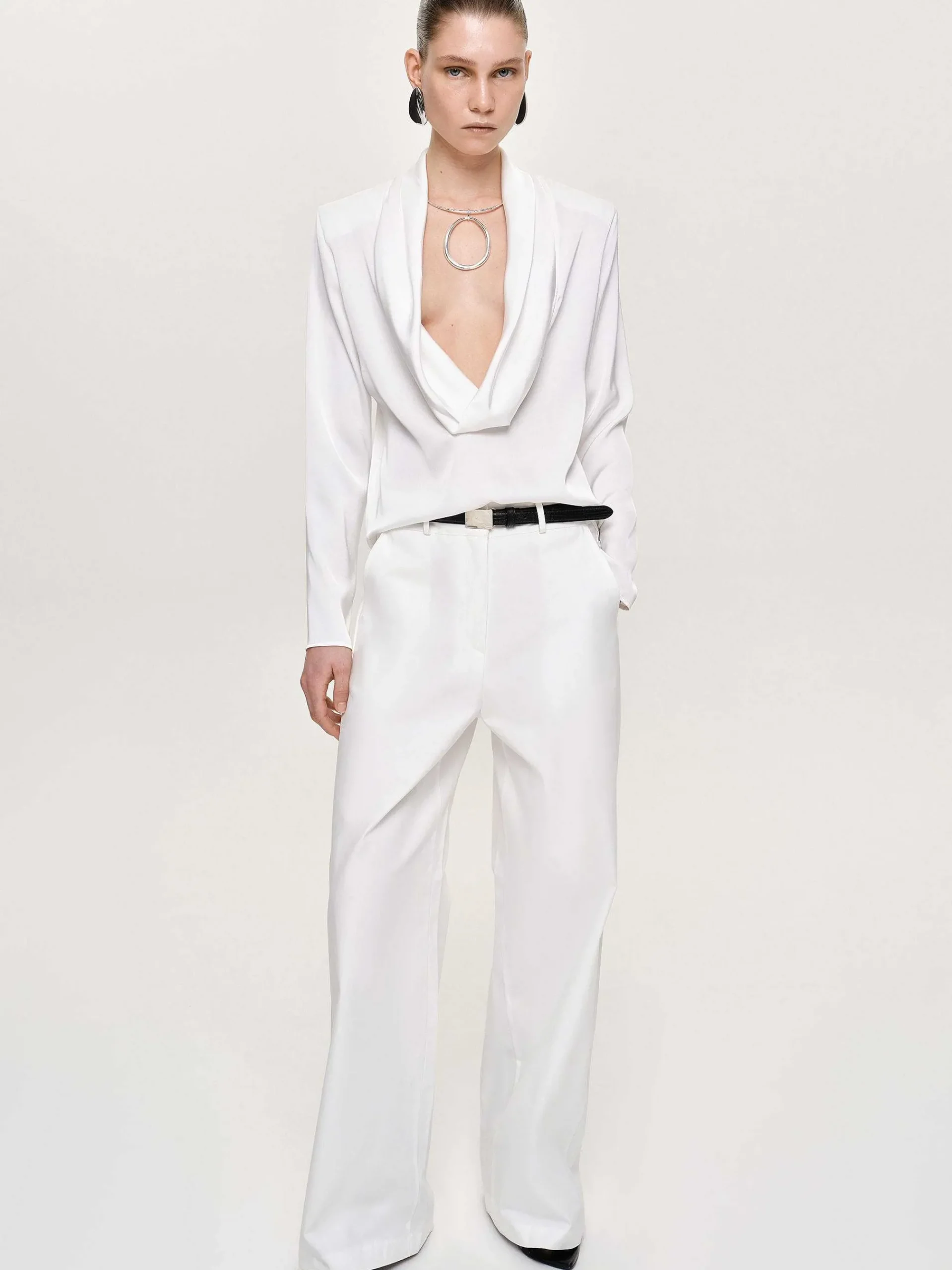 Source Unknown Bas-Pantalon Large En Popeline, Blanc
