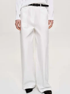 Source Unknown Bas-Pantalon Large En Popeline, Blanc