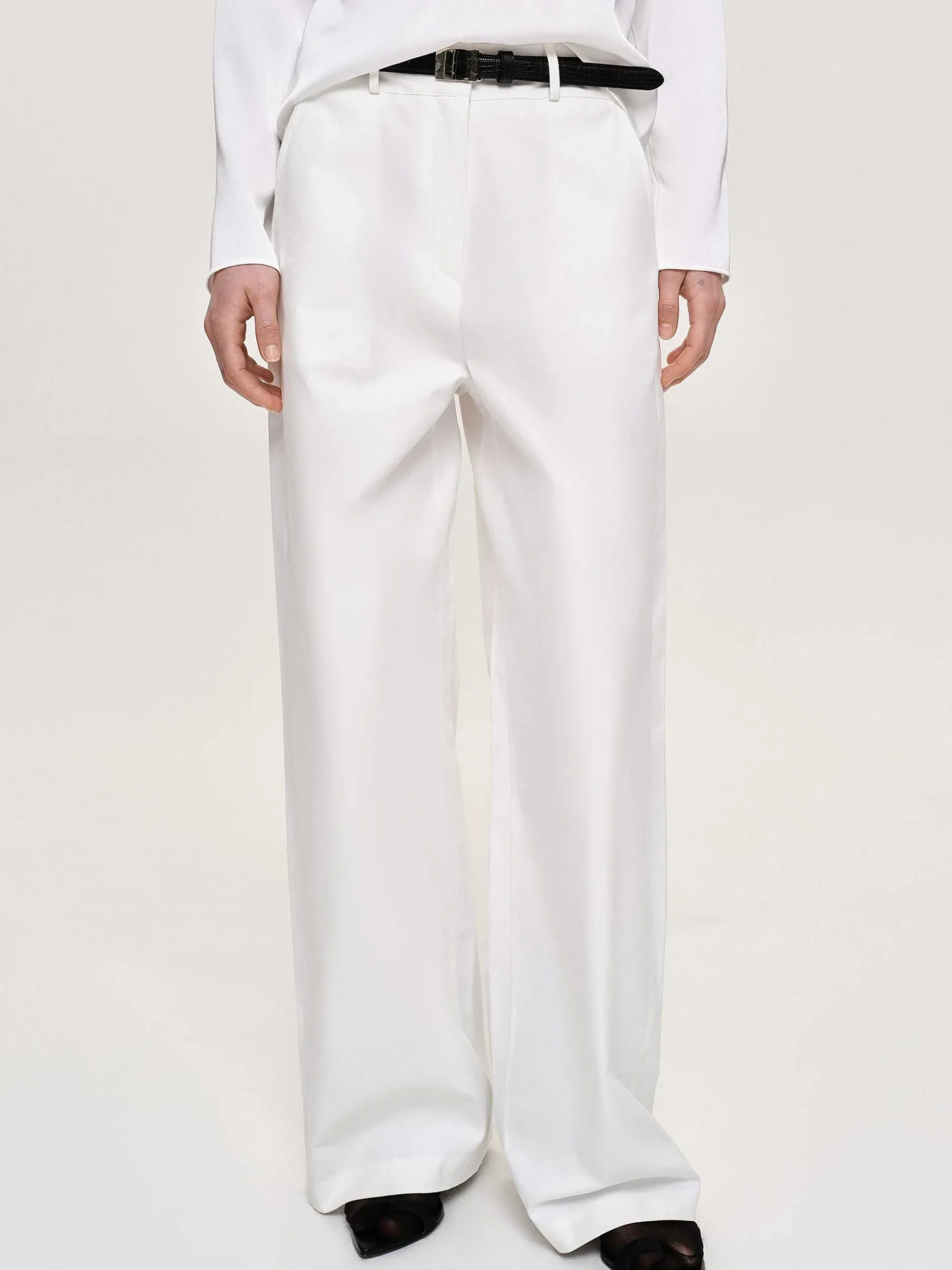 Source Unknown Bas-Pantalon Large En Popeline, Blanc