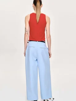 Source Unknown Bas-Pantalon Plisse A Jambe Large, Bleu Glacier