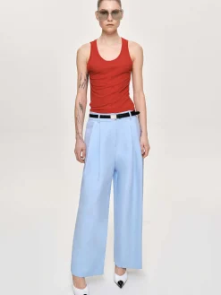 Source Unknown Bas-Pantalon Plisse A Jambe Large, Bleu Glacier
