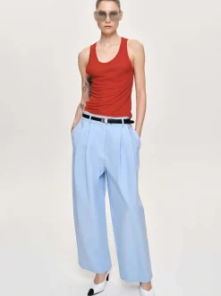 Source Unknown Bas-Pantalon Plisse A Jambe Large, Bleu Glacier