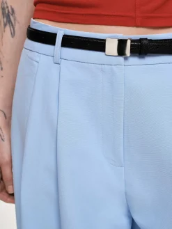 Source Unknown Vêtements-Pantalon Plisse A Jambe Large, Bleu Glacier