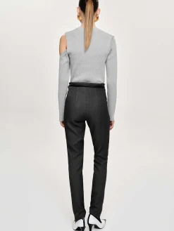 Source Unknown Bas-Pantalon Slim Coupe Biais Tyia, Charbon Fonce