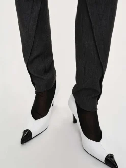 Source Unknown Bas-Pantalon Slim Coupe Biais Tyia, Charbon Fonce