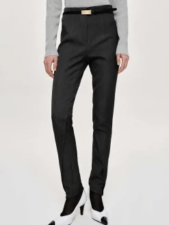 Source Unknown Bas-Pantalon Slim Coupe Biais Tyia, Charbon Fonce