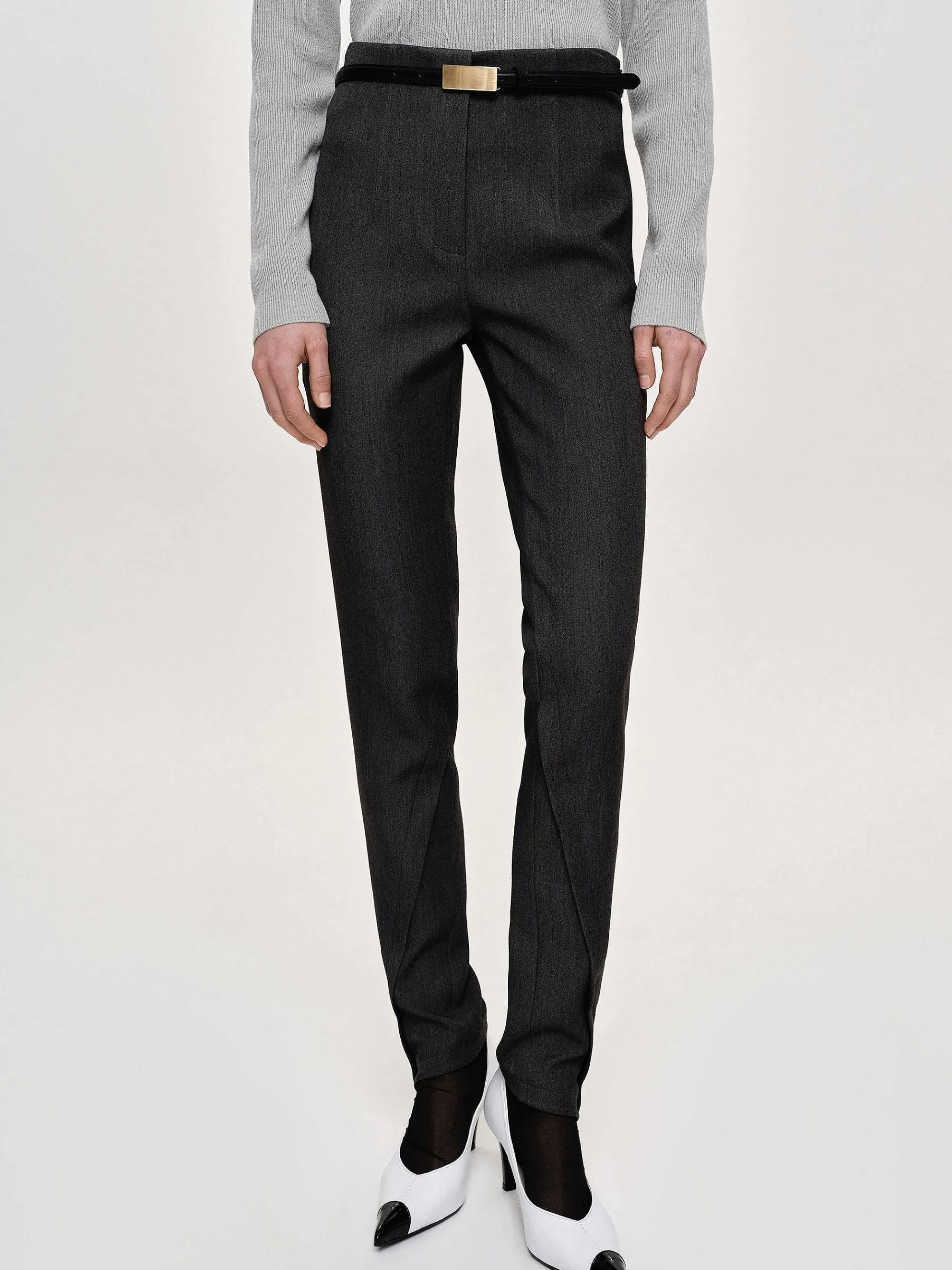 Source Unknown Vêtements-Pantalon Slim Coupe Biais Tyia, Charbon Fonce