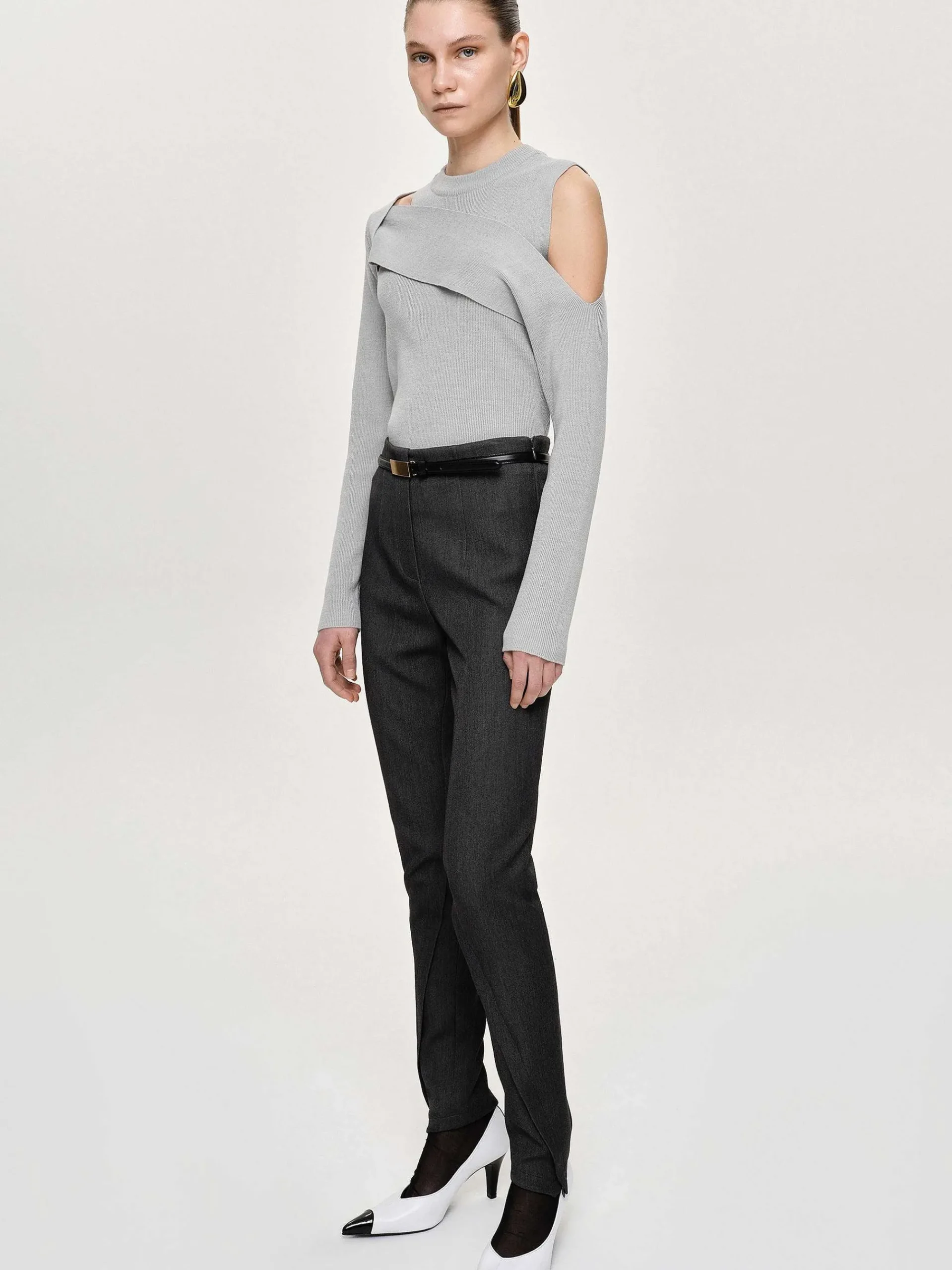 Source Unknown Vêtements-Pantalon Slim Coupe Biais Tyia, Charbon Fonce