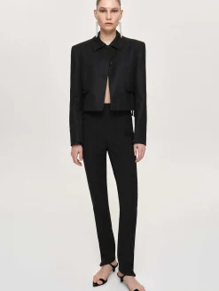 Source Unknown Bas-Pantalon Slim Coupe En Biais Tyia, Noir