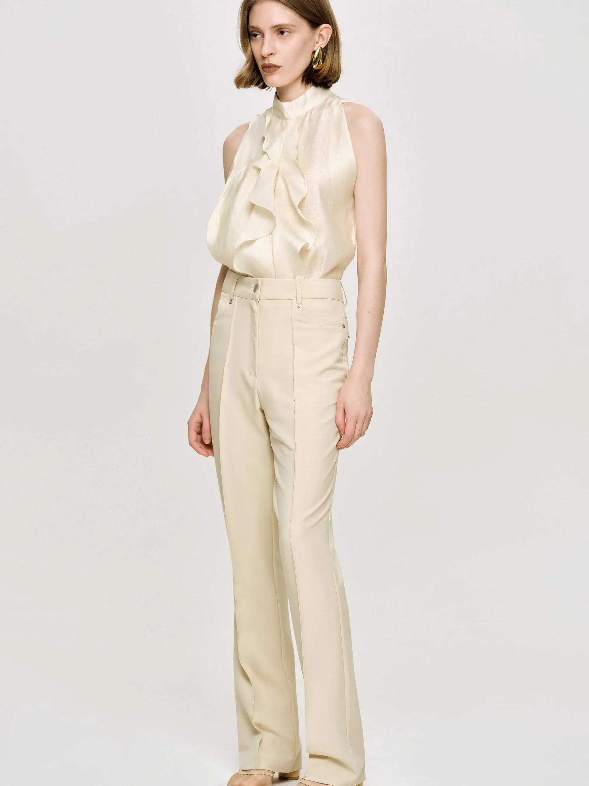 Source Unknown Vêtements-Pantalon Slim Froisse, Beurre