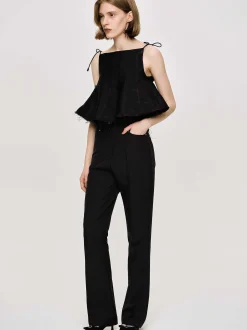 Source Unknown Vêtements-Pantalon Slim Froisse, Noir