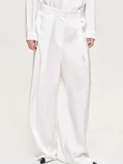 Source Unknown Vêtements-Pantalon Taiamo Fluide Satin, Blanc