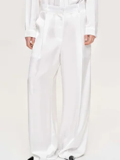 Source Unknown Vêtements-Pantalon Taiamo Fluide Satin, Blanc