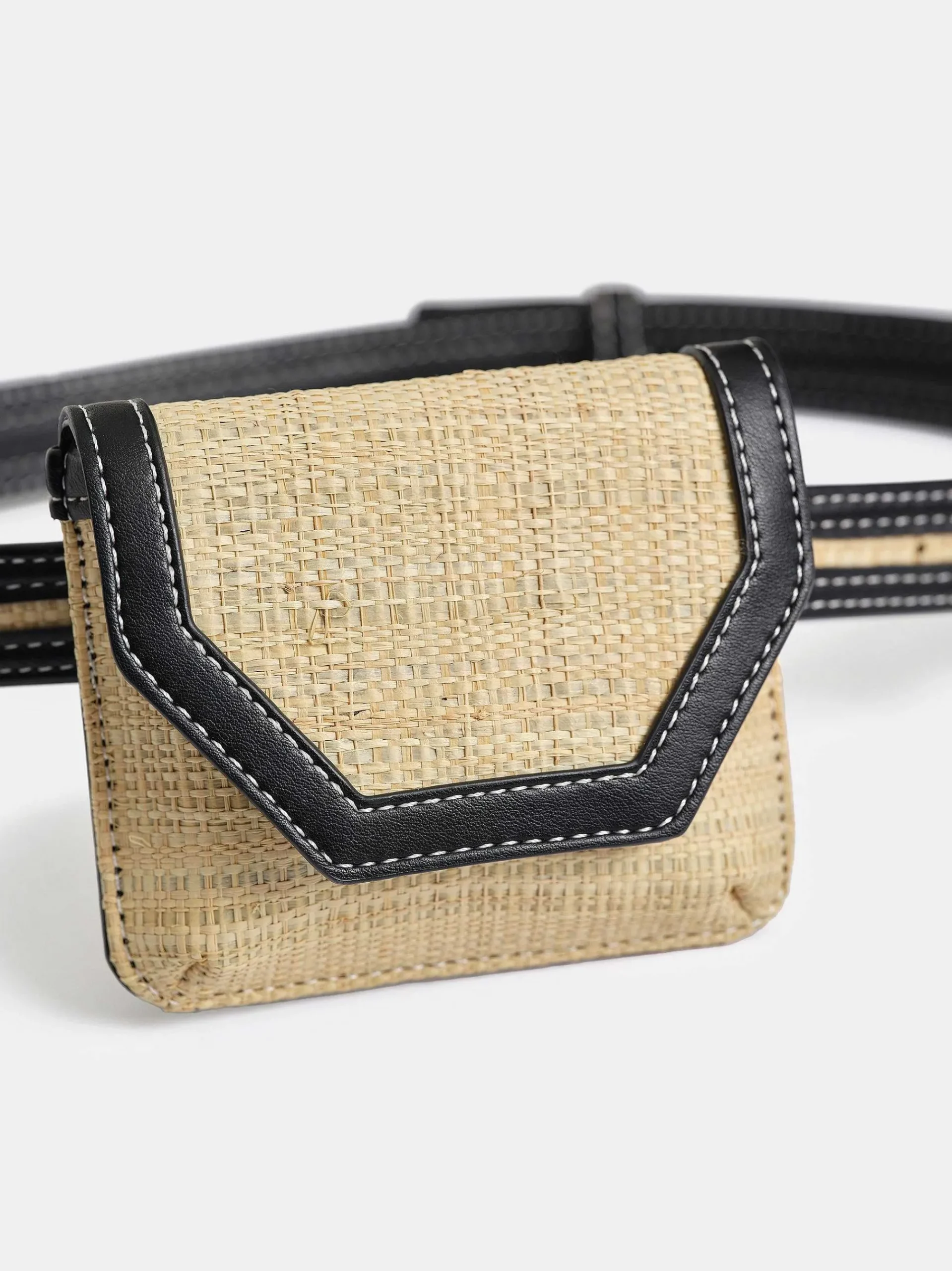 Source Unknown Vêtements-Petit Sac Ceinture En Raphia, Naturel