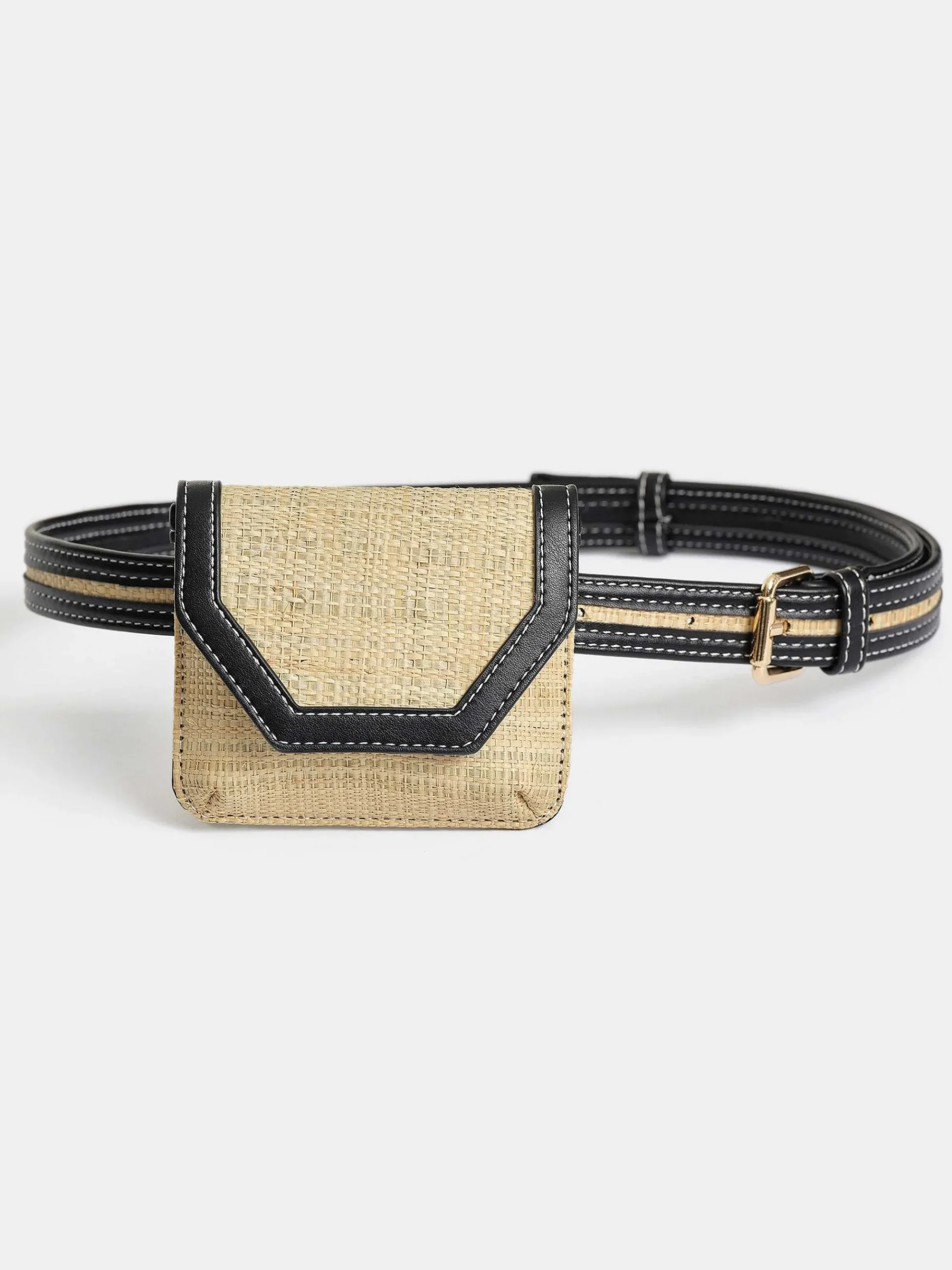 Source Unknown Vêtements-Petit Sac Ceinture En Raphia, Naturel