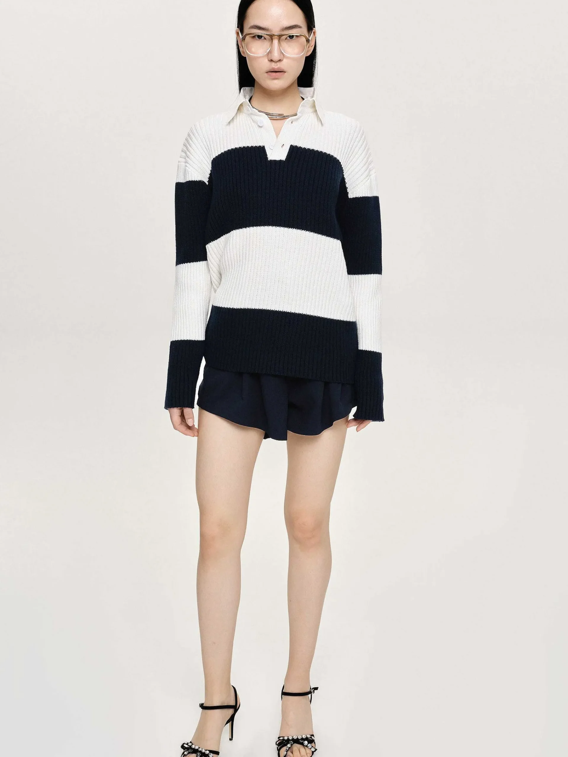 Source Unknown Accessoires-Polo En Tricot Surdimensionne Matias, Bleu Marine