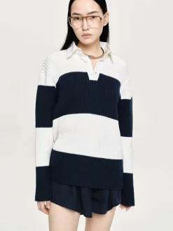 Source Unknown Accessoires-Polo En Tricot Surdimensionne Matias, Bleu Marine
