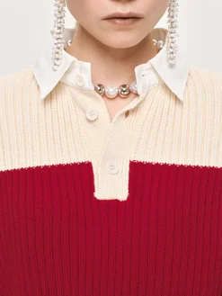 Source Unknown Accessoires-Polo En Tricot Surdimensionne Matias, Rouge