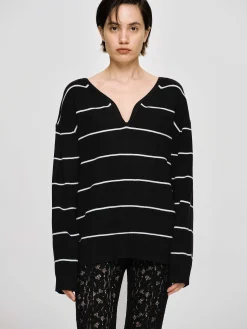 Source Unknown Vêtements-Pull A Col En V Profond, Noir