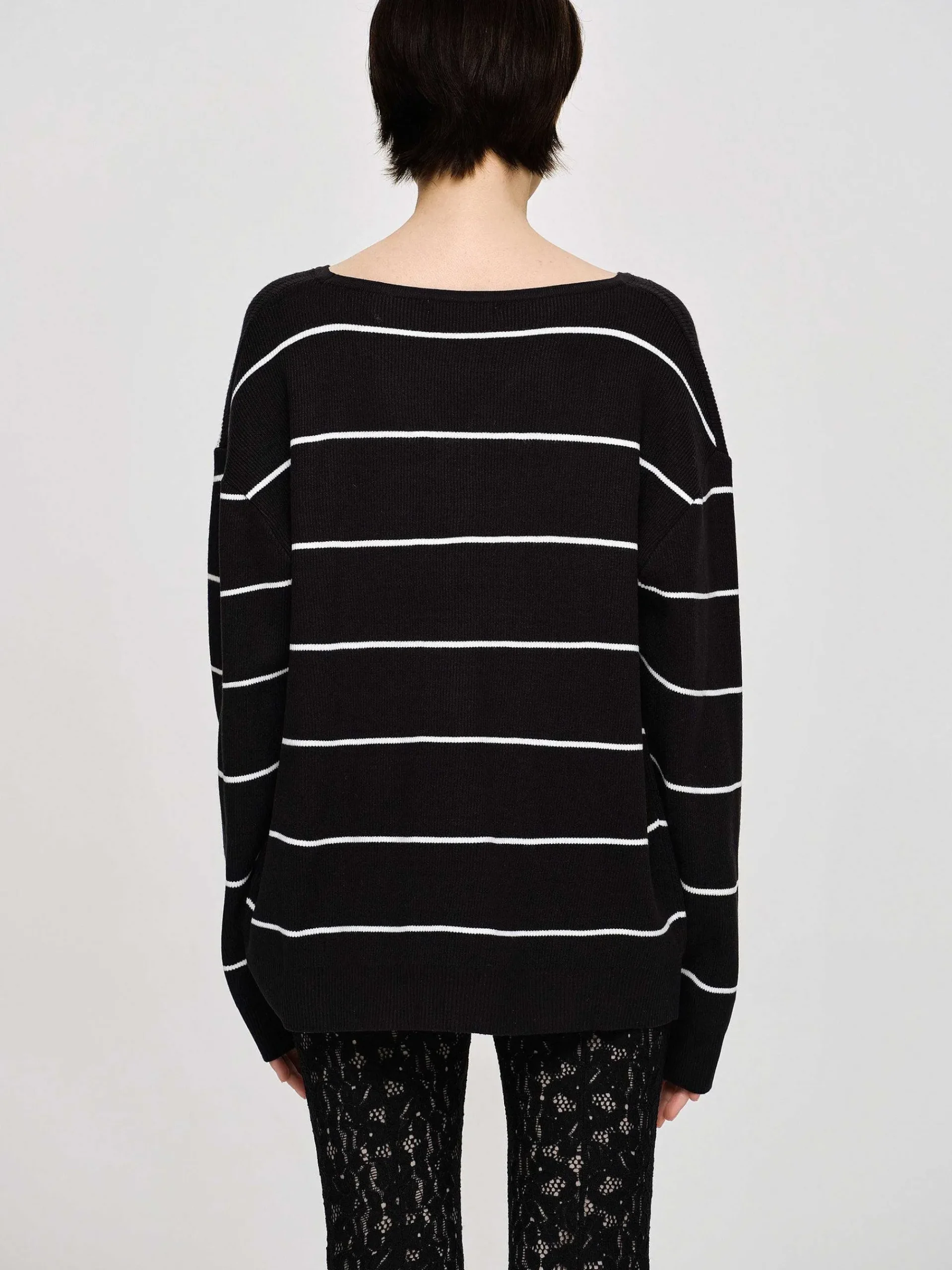 Source Unknown Tricots-Pull A Col En V Profond, Noir