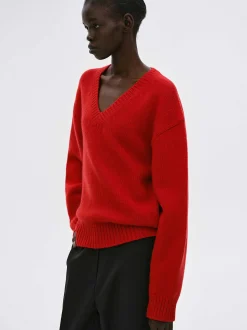 Source Unknown Vêtements-Pull En Laine Extra Fine, Rouge