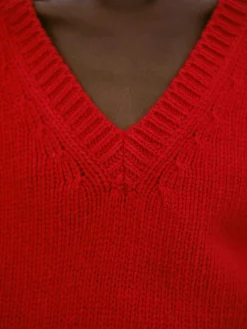 Source Unknown Vêtements-Pull En Laine Extra Fine, Rouge