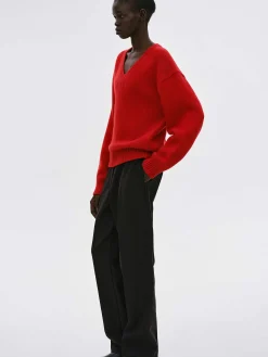 Source Unknown Tricots-Pull En Laine Extra Fine, Rouge