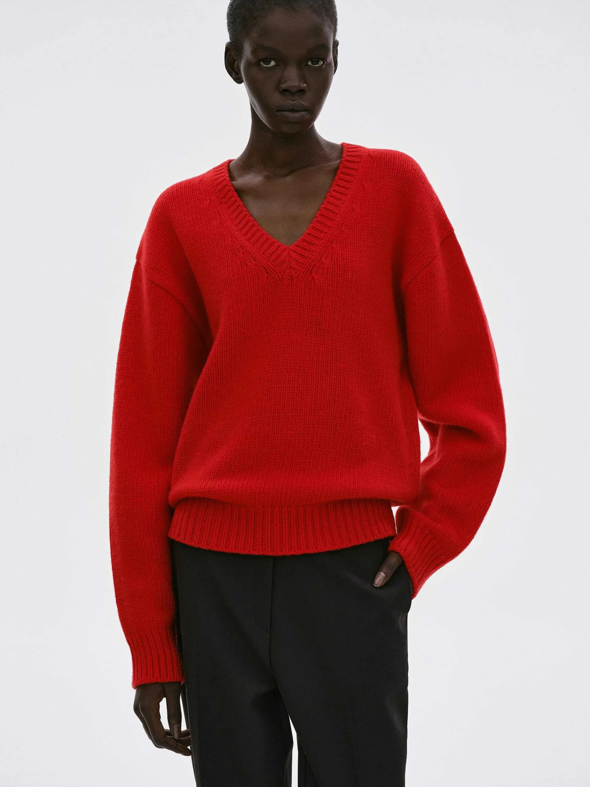 Source Unknown Tricots-Pull En Laine Extra Fine, Rouge