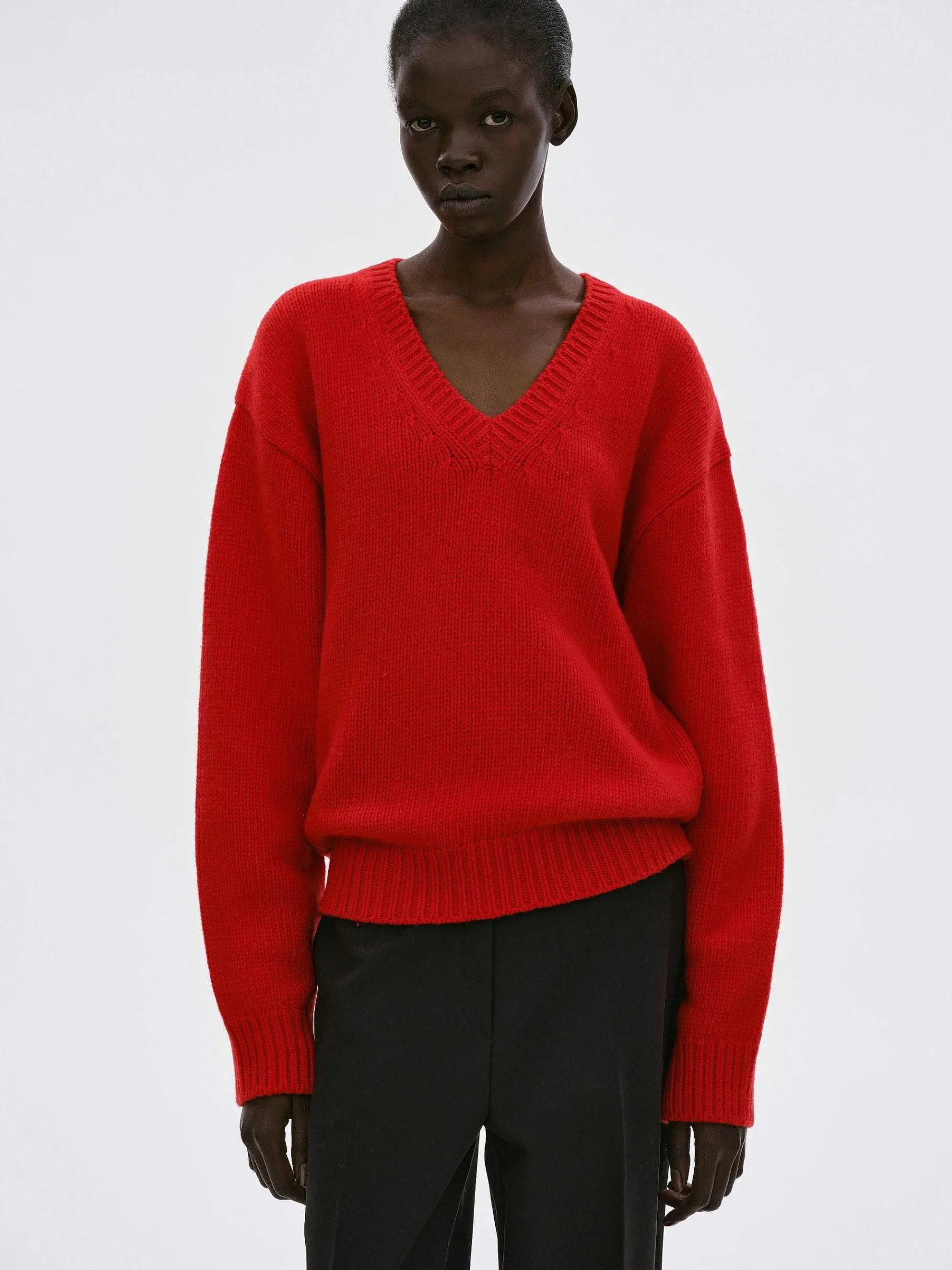 Source Unknown Tricots-Pull En Laine Extra Fine, Rouge