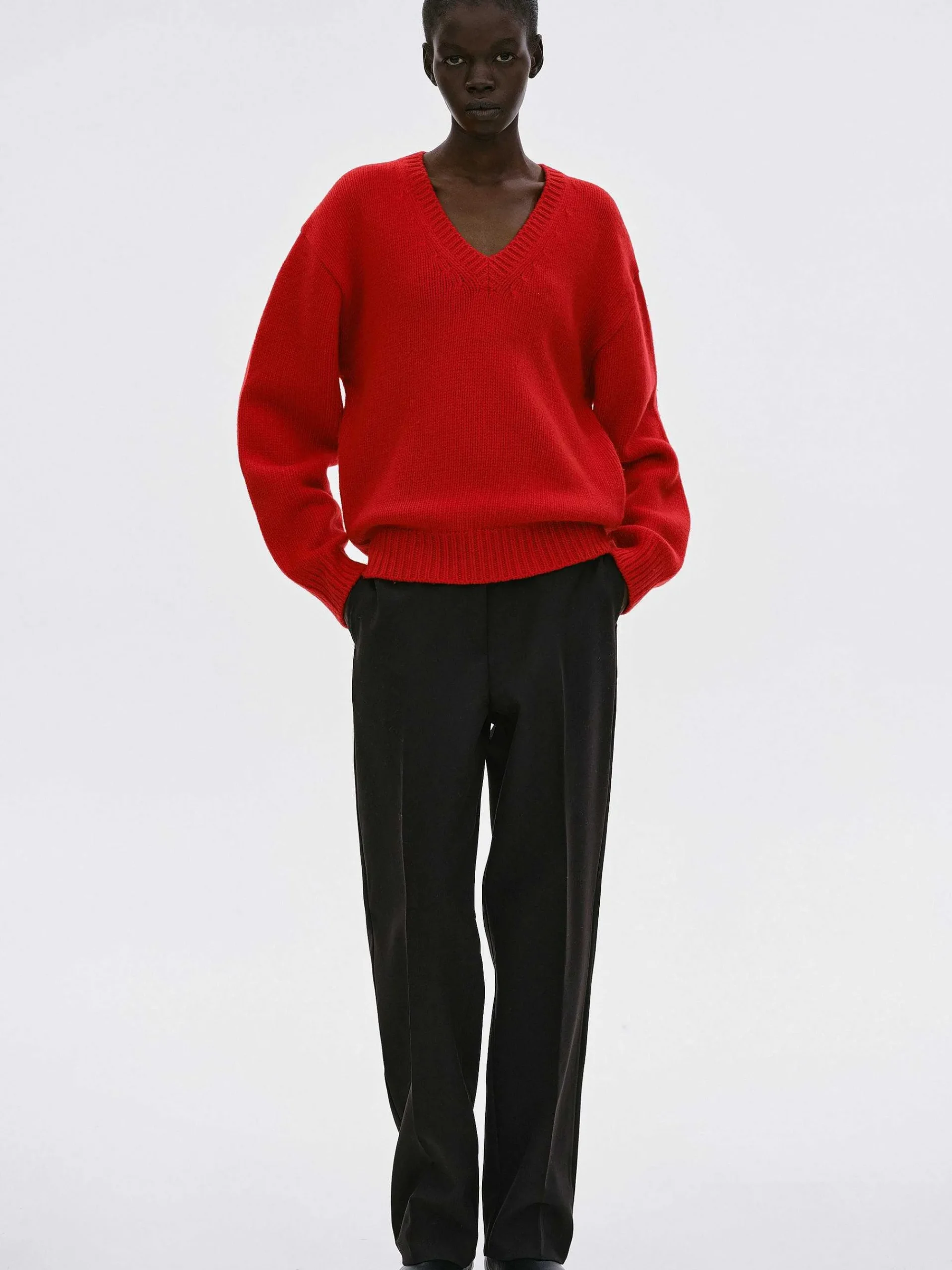 Source Unknown Tricots-Pull En Laine Extra Fine, Rouge