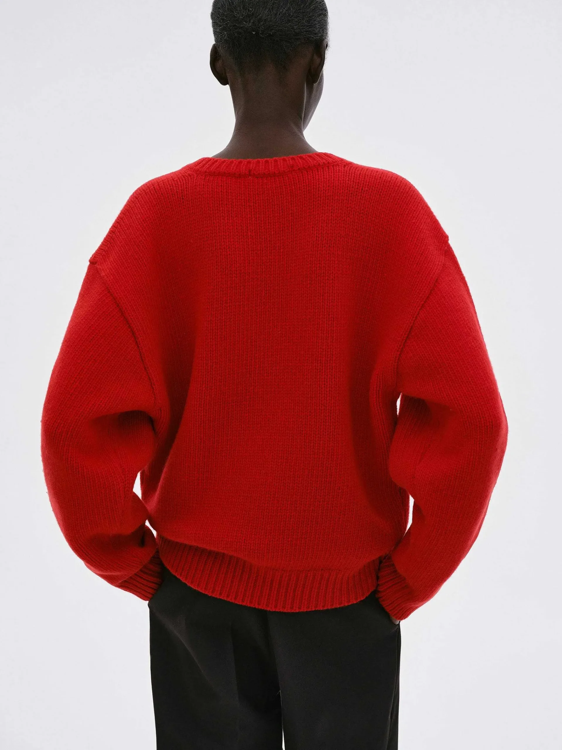 Source Unknown Tricots-Pull En Laine Extra Fine, Rouge
