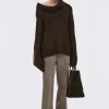 Source Unknown Accessoires-Pull Surdimensionne En Tricot A Rouleau Eleve Becca, Chocolat
