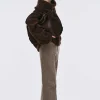 Source Unknown Accessoires-Pull Surdimensionne En Tricot A Rouleau Eleve Becca, Chocolat