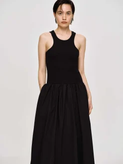 Source Unknown Robes-Robe Debardeur Amal Taille Basse Racer, Noir