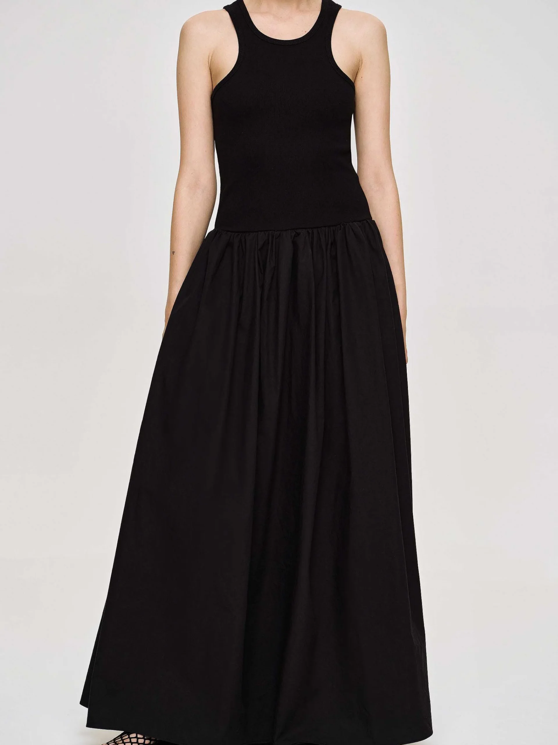Source Unknown Robes-Robe Debardeur Amal Taille Basse Racer, Noir