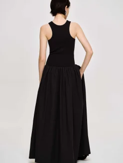 Source Unknown Robes-Robe Debardeur Amal Taille Basse Racer, Noir