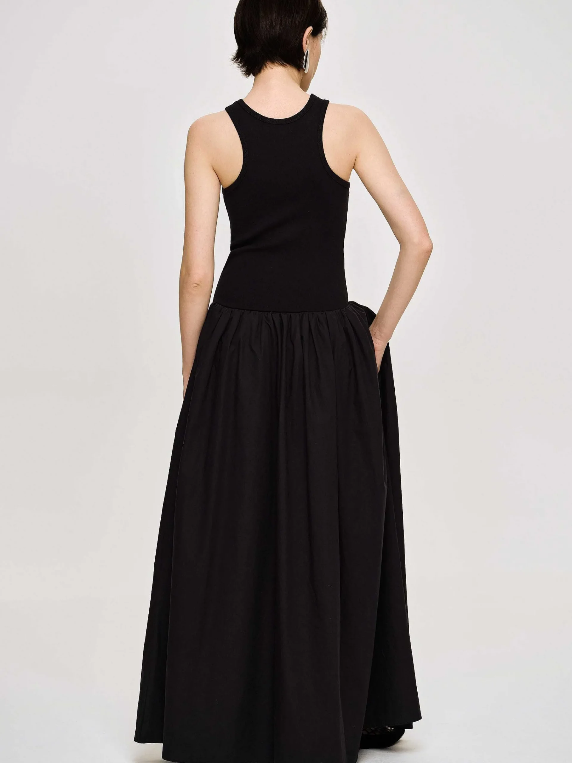 Source Unknown Robes-Robe Debardeur Amal Taille Basse Racer, Noir