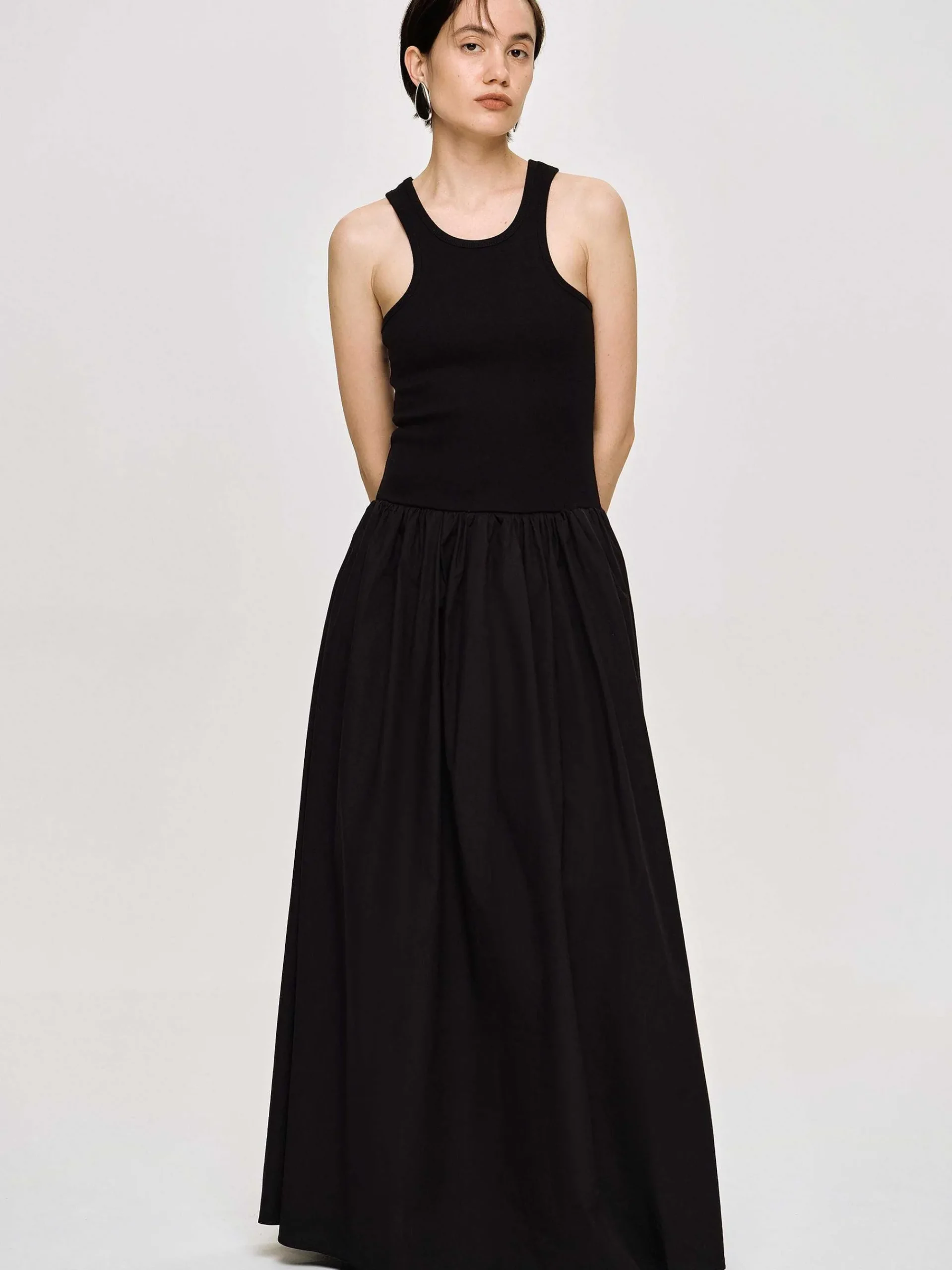 Source Unknown Robes-Robe Debardeur Amal Taille Basse Racer, Noir