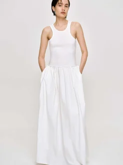 Source Unknown Robes-Robe Debardeur Amal Taille Basse Racer, Blanc